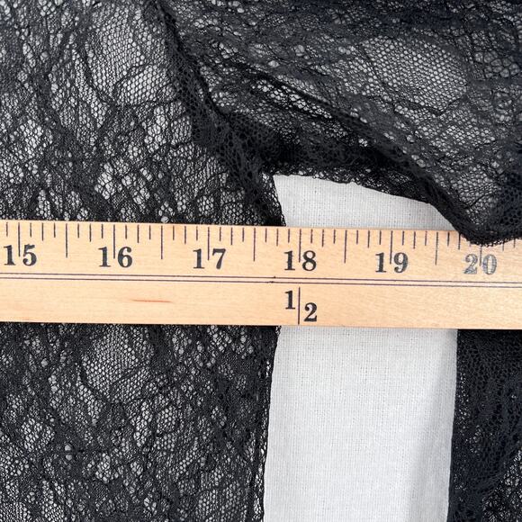 ENZA COSTA Lace Long Sleeve Top Womens Small Black Crew Long Sleeve Sheer NEW - Picture 13 of 14